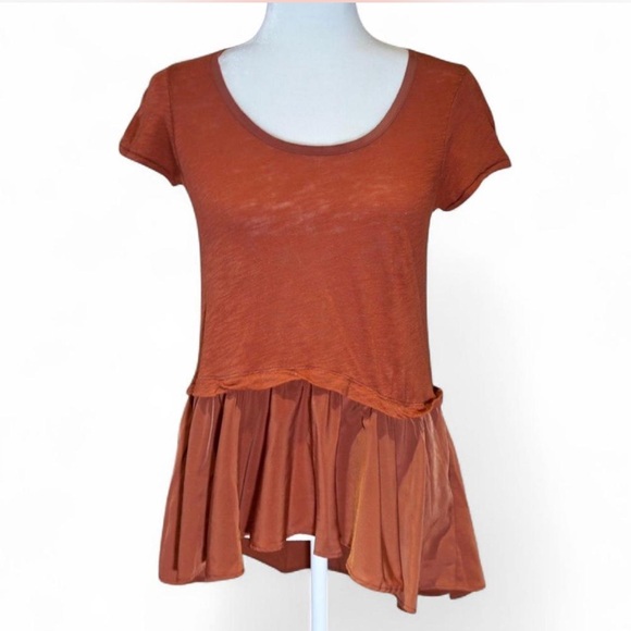 Anthropologie Tops - 💚 ANTHROPOLOGIE | 9-HI5 STCL Rust Short Sleeve Peplum Tier Top (XS)